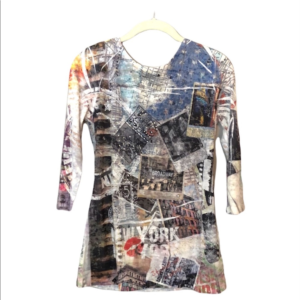 INC International Concepts NYC Pop Art 3/4 Sleeve Top